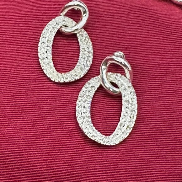 SAQ Set: Silver-Tone Chain Link w/ Crystal Choker Necklace & Post Dangle Earring - Picture 7 of 13